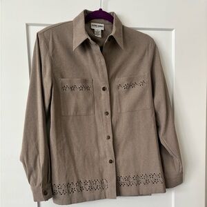 Alfred Dunner Tan Button-Up Blouse
